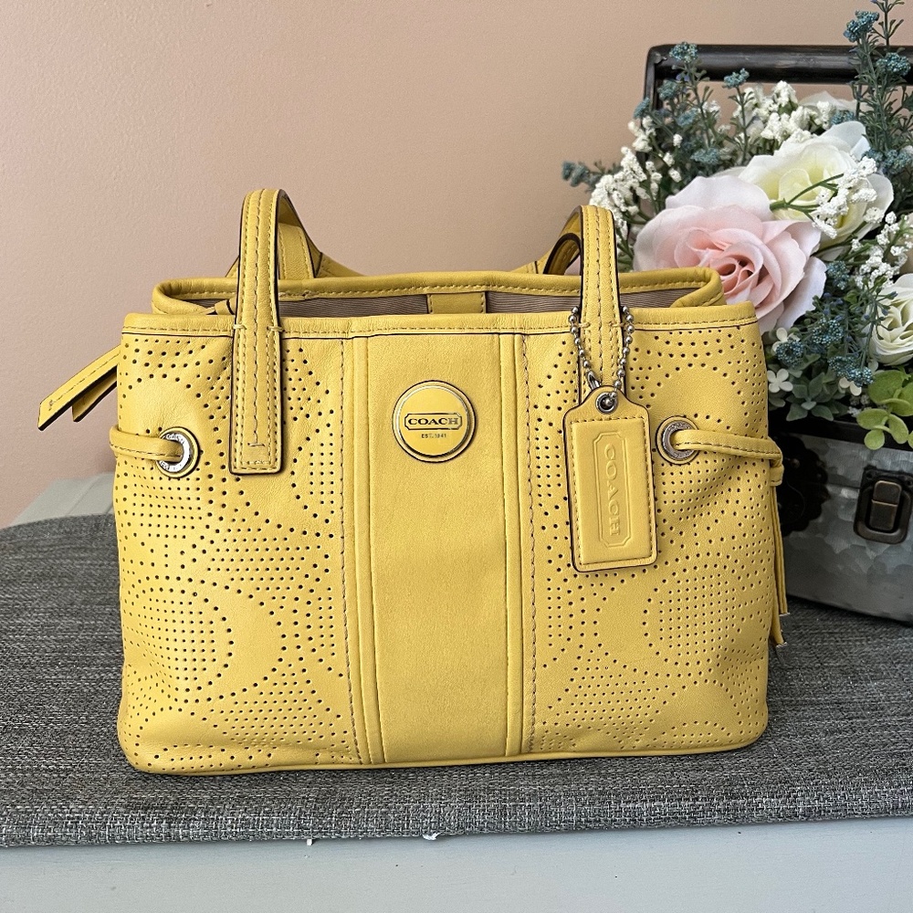 COACH F23021 Signature Leather Small Crossbody in Yellow